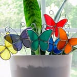 Stained glass butterfly plant stakes Mountain Woman Products