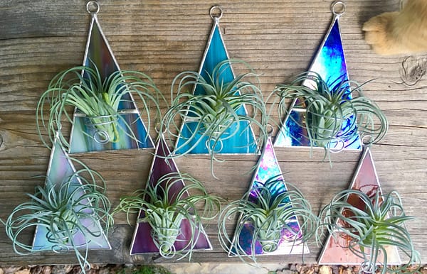 stained glass triangle air plant holder