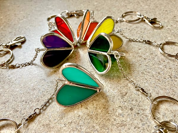 Anxiety Spinner Heart Keychains Rainbow Colors Mountain Woman Products