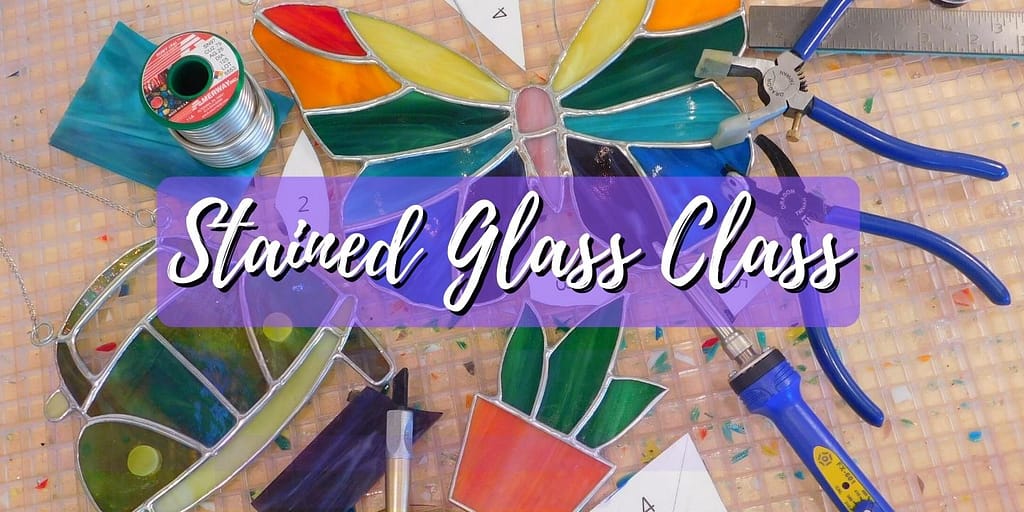 Stained Glass Class online with Mountain Woman Products soldering cutting breaking glass