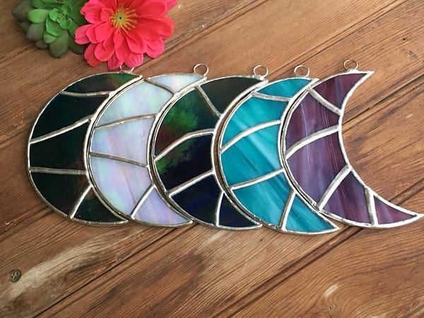 Stained Glass Crescent Moon Suncatchers by Mountain Woman Products