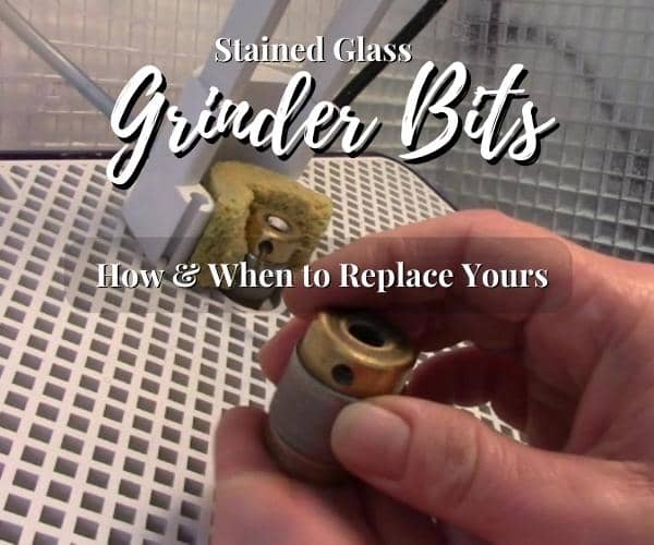 Hands holding stained glass grinder bits Mountain Woman Products