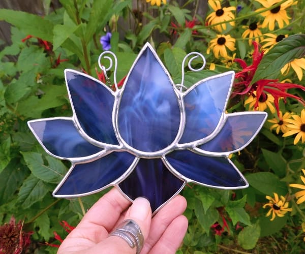 purple lotus flower lead free stained glass mountain woman products
